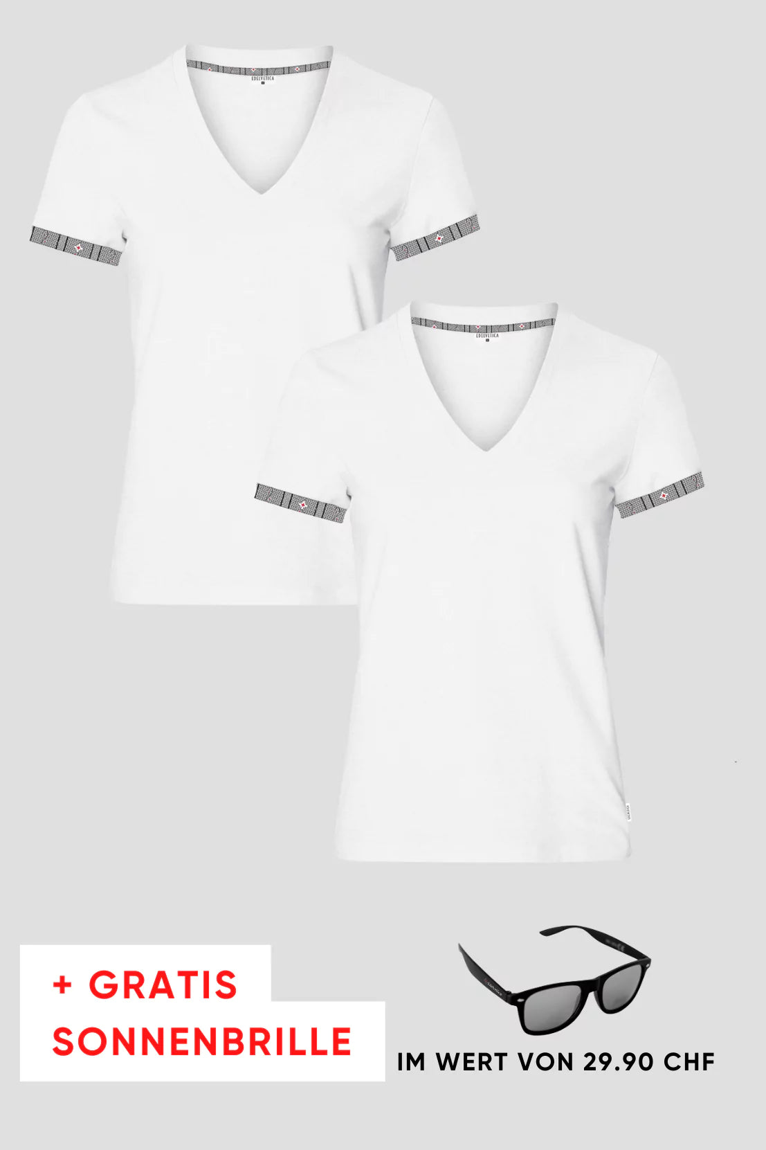 Damen 2er Kombo Edelweiss T-Shirt + Gratis Brille