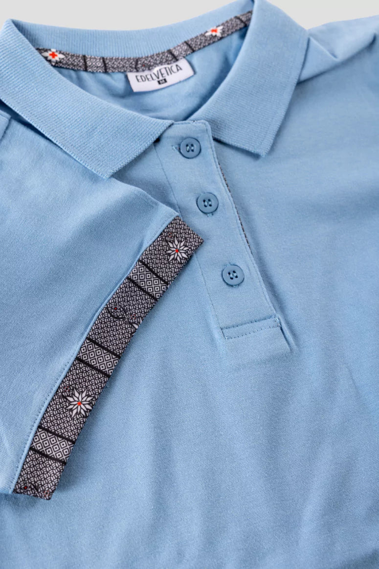 Polo Shirt Edelweiss Damen mit einzigartigem Kragen- und Armabschlussdesign von Edelvetica