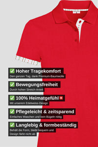 Edelweiss Original Damen Polo Shirt in verschiedenen Farben mit einzigartigem Edelweiss-Design am Kragen und Armabschluss von Edelvetica.