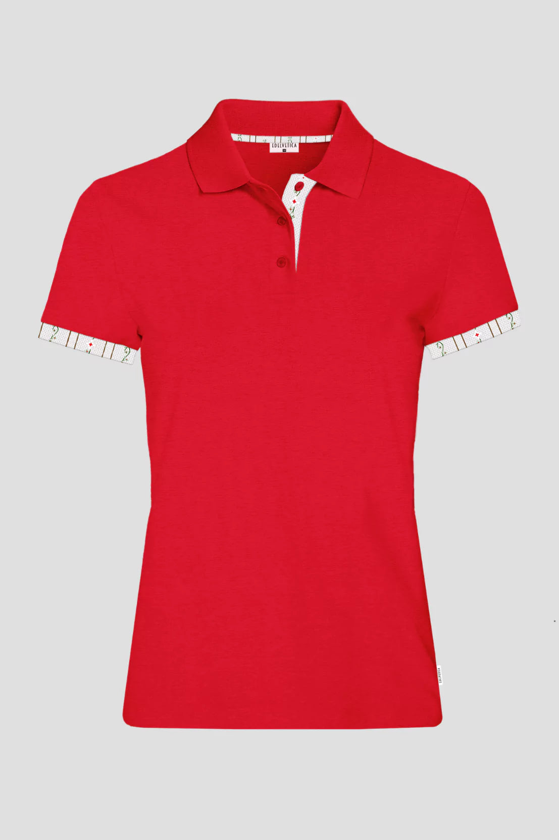 Edelweiss Original Damen Polo Shirt in verschiedenen Farben mit einzigartigem Edelweiss-Design am Kragen und Armabschluss von Edelvetica.