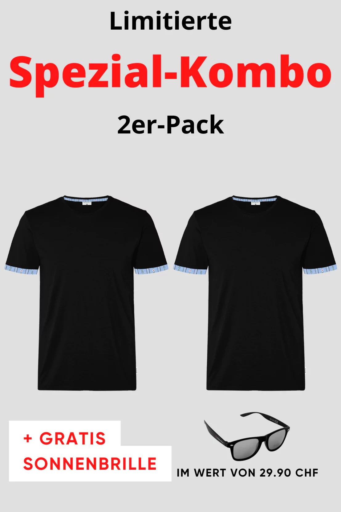 Herren 2er Kombo Edelweiss T-Shirt + Gratis Brille