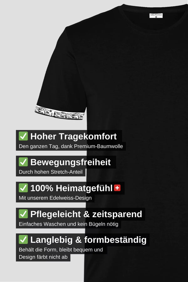 Herren-T-Shirt mit Scherenschnitt-Motiv am Armabschluss von Edelvetica