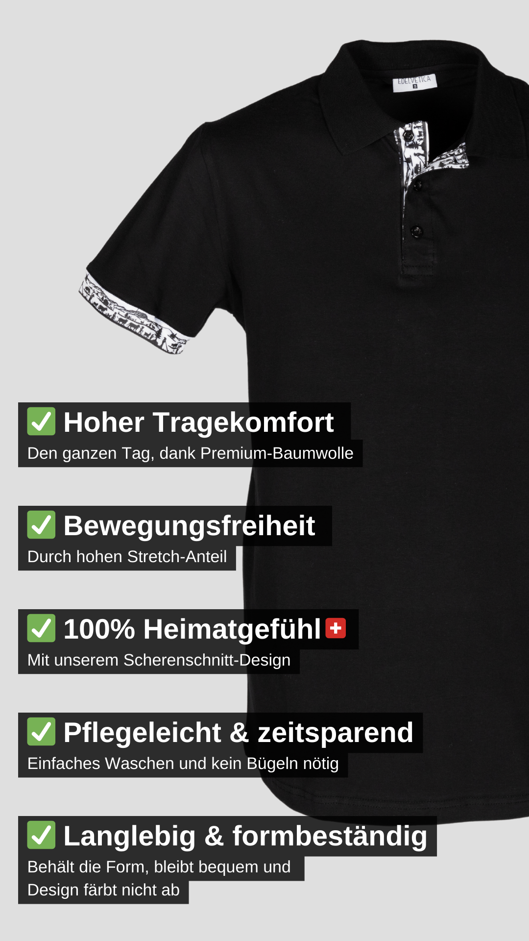 Herren Scherenschnitt Polo Shirt Krageninnenseite & Armabschluss