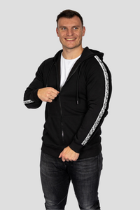 Herren-Sweatjacke mit Scherenschnitt-Design von Edelvetica in schwarz, aus 100% Premium-Baumwolle.
